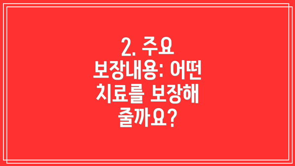 2. 주요 보장내용: 어떤 치료를 보장해 줄까요?