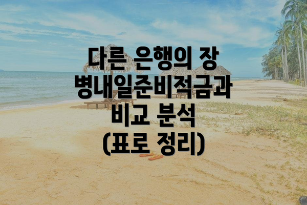 다른 은행의 장병내일준비적금과 비교 분석 (표로 정리)