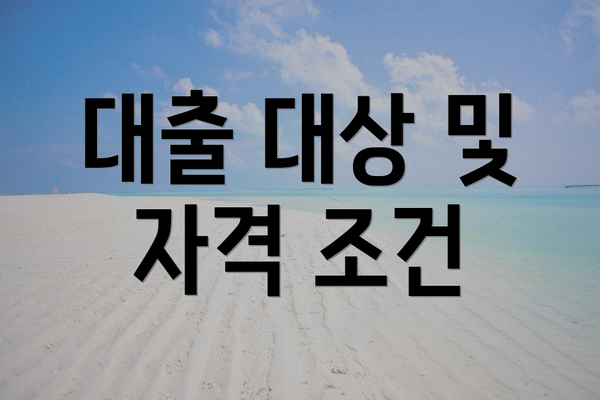 대출 대상 및 자격 조건
