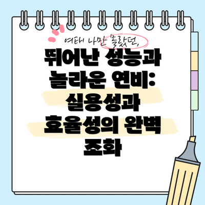 뛰어난 성능과 놀라운 연비: 실용성과 효율성의 완벽 조화