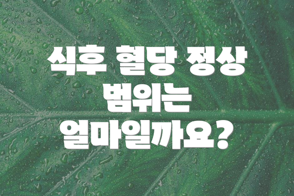 식후 혈당 정상 범위는 얼마일까요?