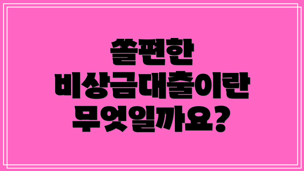 쏠편한 비상금대출이란 무엇일까요?