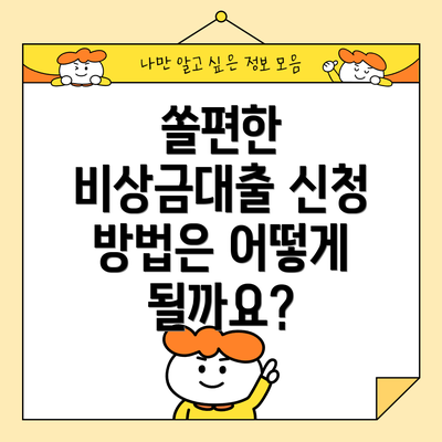 쏠편한 비상금대출 신청 방법은 어떻게 될까요?