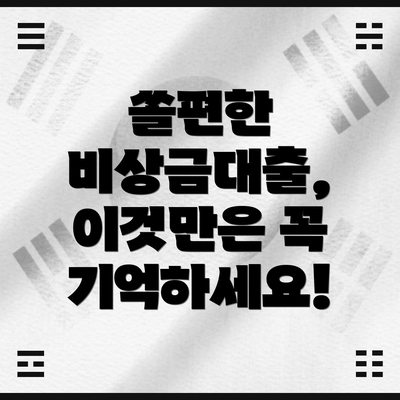 쏠편한 비상금대출,  이것만은 꼭 기억하세요!