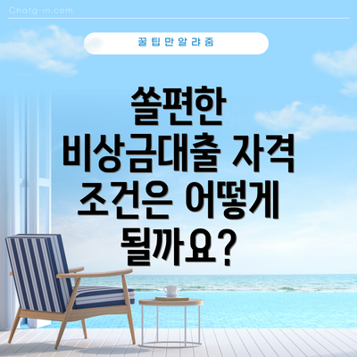쏠편한 비상금대출 자격 조건은 어떻게 될까요?