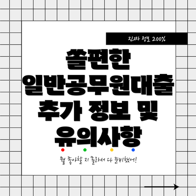 쏠편한 일반공무원대출 추가 정보 및 유의사항
