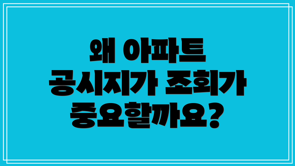 왜 아파트 공시지가 조회가 중요할까요?
