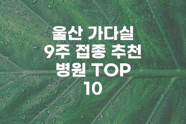 울산 가다실 9주 접종 추천 병원 TOP 10