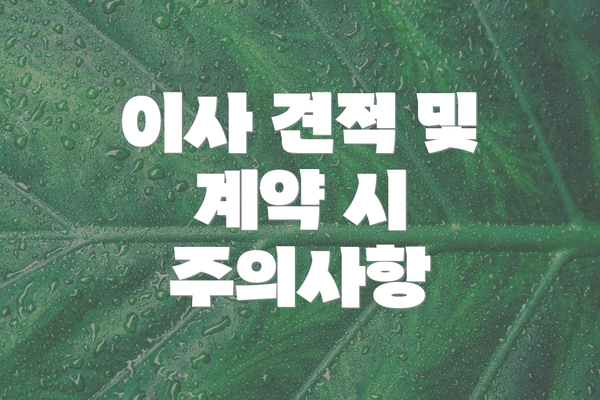 이사 견적 및 계약 시 주의사항