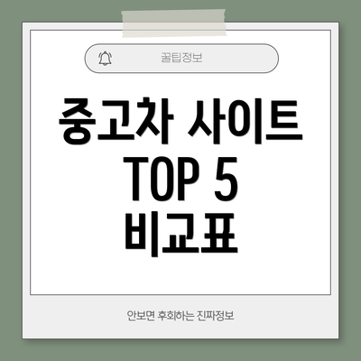 중고차 사이트 TOP 5 비교표