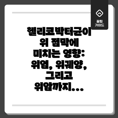 헬리코박터균이 위 점막에 미치는 영향: 위염, 위궤양, 그리고 위암까지...