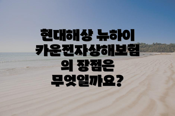 현대해상 뉴하이카운전자상해보험의 장점은 무엇일까요?