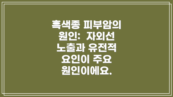 흑색종 피부암의 원인:  자외선 노출과 유전적 요인이 주요 원인이에요.