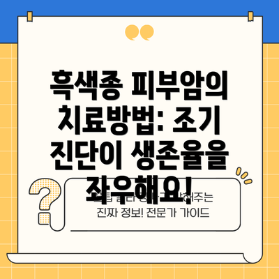 흑색종 피부암의 치료방법: 조기 진단이 생존율을 좌우해요!