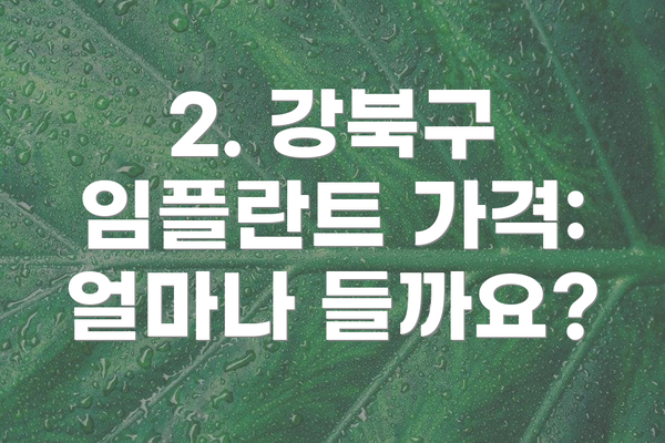 2. 강북구 임플란트 가격: 얼마나 들까요?