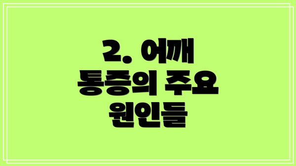 2. 어깨 통증의 주요 원인들