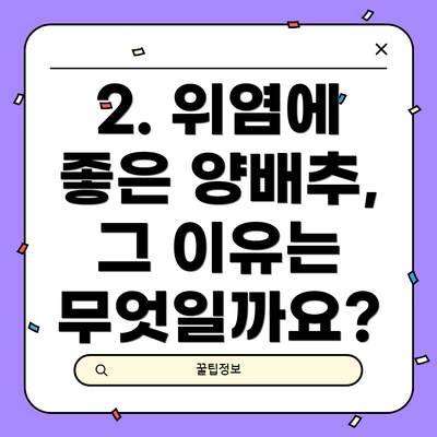2. 위염에 좋은 양배추, 그 이유는 무엇일까요?