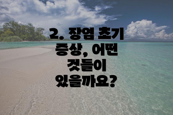 2. 장염 초기 증상, 어떤 것들이 있을까요?
