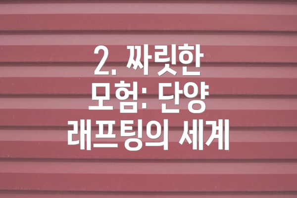 2. 짜릿한 모험: 단양 래프팅의 세계