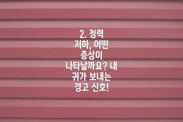 2. 청력 저하, 어떤 증상이 나타날까요? 내 귀가 보내는 경고 신호!
