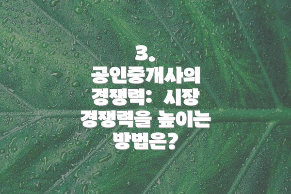 3. 공인중개사의 경쟁력:  시장 경쟁력을 높이는 방법은?