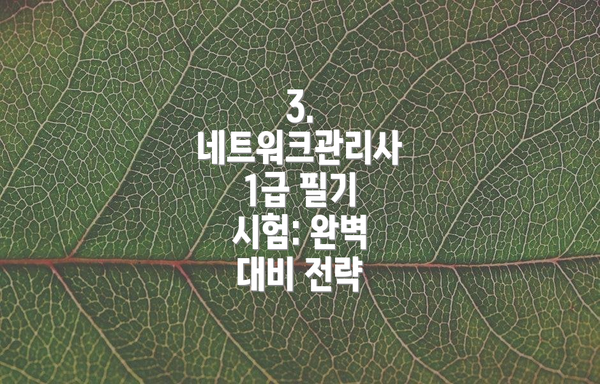 3. 네트워크관리사 1급 필기 시험: 완벽 대비 전략