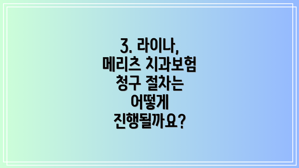 3. 라이나, 메리츠 치과보험 청구 절차는 어떻게 진행될까요?
