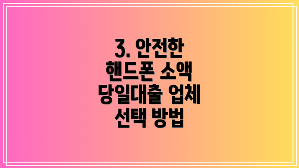 3. 안전한 핸드폰 소액 당일대출 업체 선택 방법