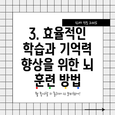 3. 효율적인 학습과 기억력 향상을 위한 뇌 훈련 방법