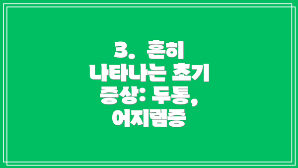 3.  흔히 나타나는 초기 증상: 두통, 어지럼증