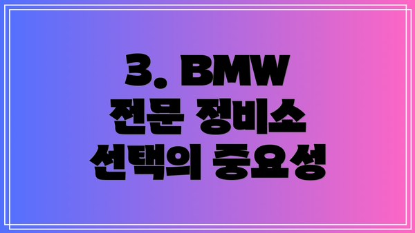 3. BMW 전문 정비소 선택의 중요성
