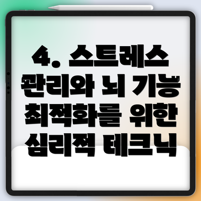 4. 스트레스 관리와 뇌 기능 최적화를 위한 심리적 테크닉