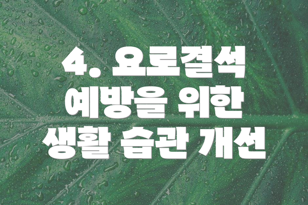 4. 요로결석 예방을 위한 생활 습관 개선