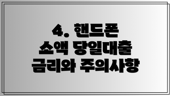 4. 핸드폰 소액 당일대출 금리와 주의사항