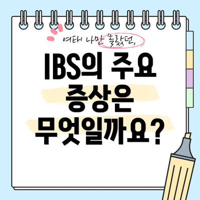 IBS의 주요 증상은 무엇일까요?