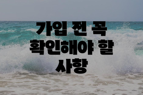 가입 전 꼭 확인해야 할 사항