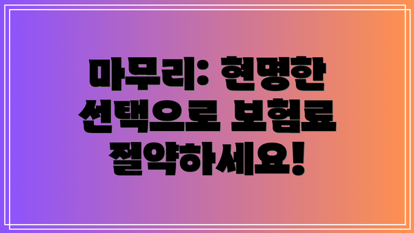 마무리: 현명한 선택으로 보험료 절약하세요!