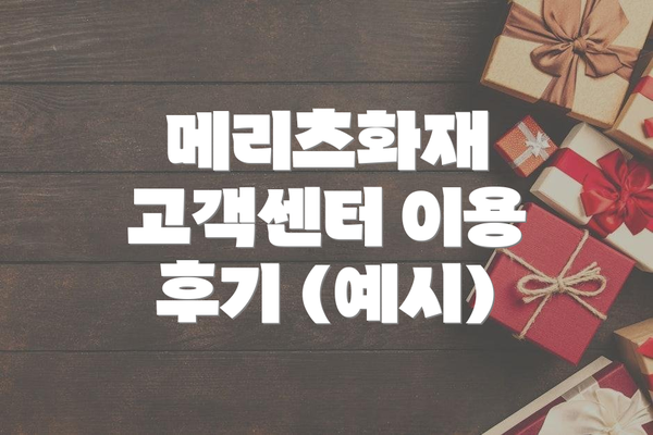 메리츠화재 고객센터 이용 후기 (예시)