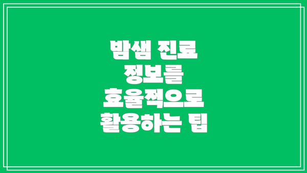 밤샘 진료 정보를 효율적으로 활용하는 팁