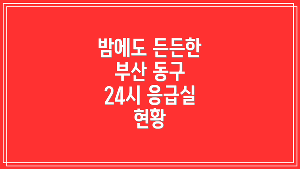 밤에도 든든한 부산 동구 24시 응급실 현황