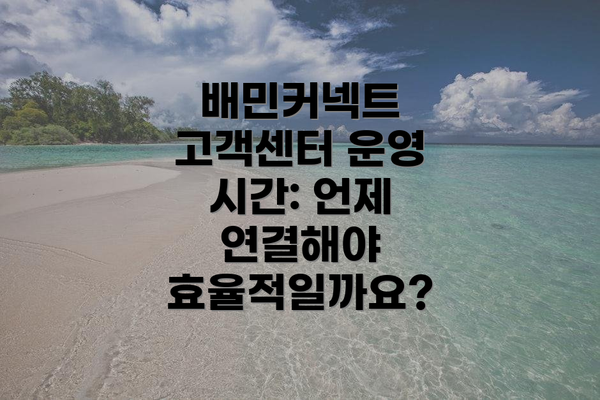 배민커넥트 고객센터 운영 시간: 언제 연결해야 효율적일까요?