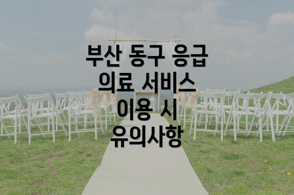 부산 동구 응급 의료 서비스 이용 시 유의사항