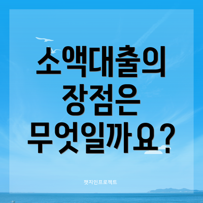 소액대출의 장점은 무엇일까요?