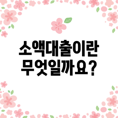 소액대출이란 무엇일까요?