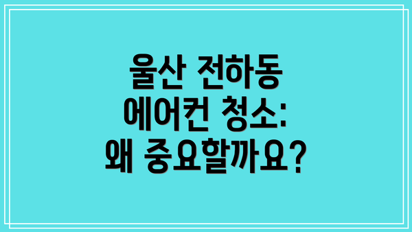울산 전하동 에어컨 청소: 왜 중요할까요?