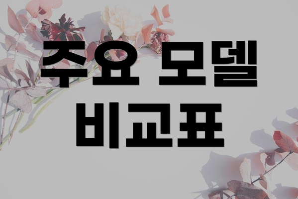 주요 모델 비교표