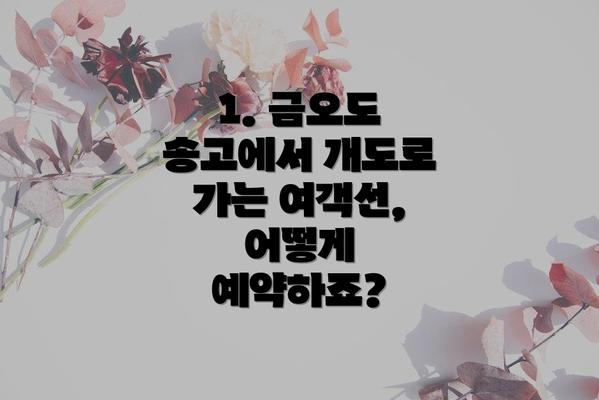 1. 금오도 송고에서 개도로 가는 여객선, 어떻게 예약하죠?