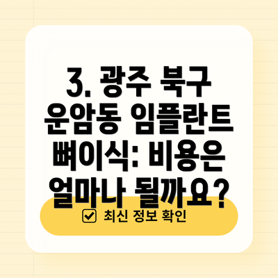 3. 광주 북구 운암동 임플란트 뼈이식: 비용은 얼마나 될까요?
