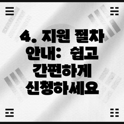4. 지원 절차 안내:  쉽고 간편하게 신청하세요