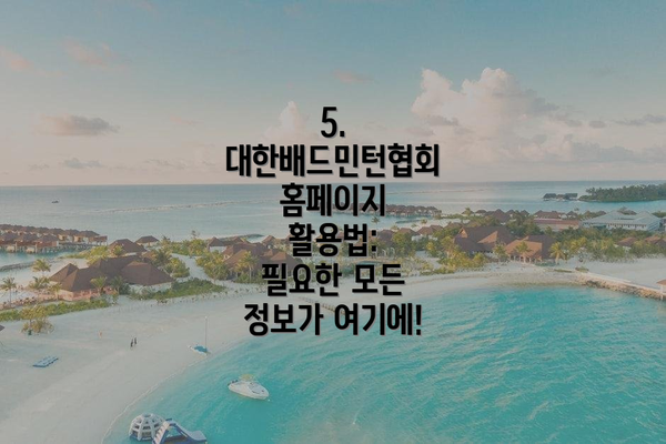 5.  대한배드민턴협회 홈페이지 활용법:  필요한 모든 정보가 여기에!
